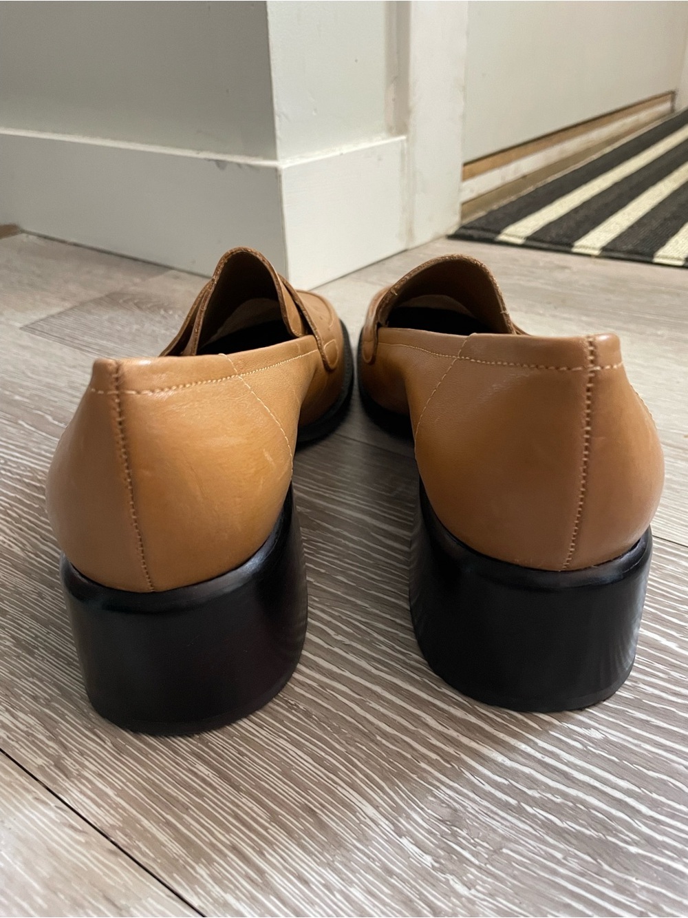 90s Y2K Vintage Hillard & Hanson Leather Penny Loafer Chunky Block Heel - Picture 4 of 10
